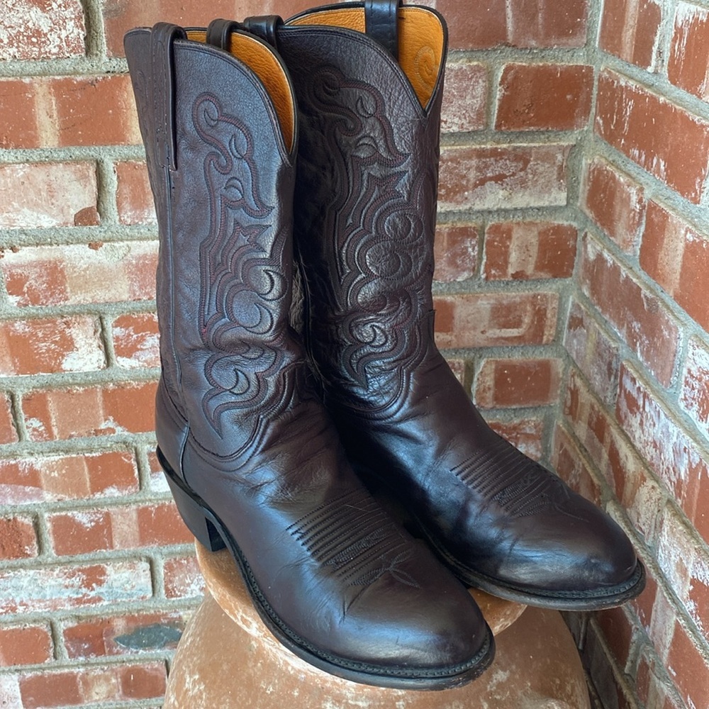 LUCCHESE MEN'S COWBOY BOOTS CORDOBA CALF BLACK size 10/2E